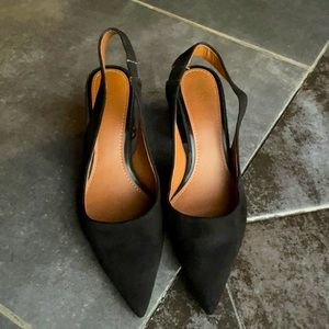 Zara block heel pump suede